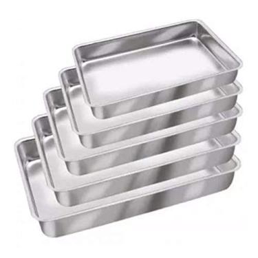 Imagem de Conjunto Assadeira Retangular Alta 5 Pçs Em Aluminio Chicky