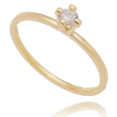 Imagem de Anel Solitário Fino Banhado A Ouro 18k Feminino Lançamento - AIEVUOG, 