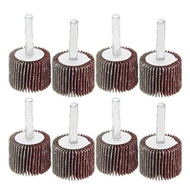 Imagem de Rodas de aba montadas na haste da Utoolmart, cabeça veneziana de alumínio com alça de 80 grãos de diâmetro cilíndrico da haste 6 mm, UT191023M-0042, 8Pcs, Cylindrical 6×30