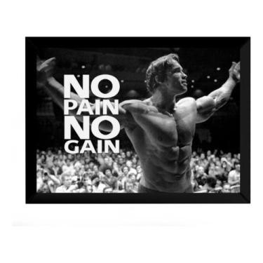 Imagem de Quadro No Pain No Gain Musculação Arnold Poster Moldurado - Fanarte