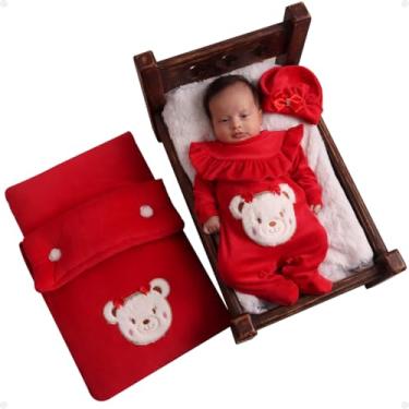 Imagem de Saída Maternidade Menina Ursa Charmosa Vermelha Com Porta