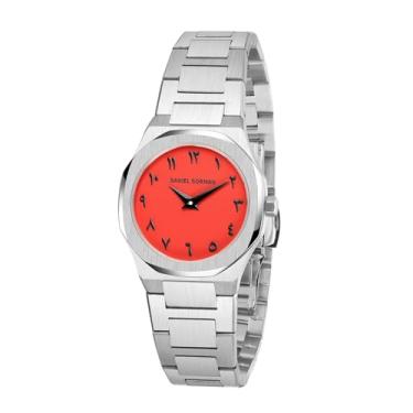 Imagem de Daniel Gorman Relógios femininos, relógio feminino analógico de quartzo, à prova d'água, relógios de pulso femininos modernos com fácil leitor, rosto grande, Vermelho, Tendência