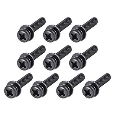 Imagem de uxcell M4 x 40 mm parafusos de cabeça de frigideira de aço carbono com arruela de mola e arruelas lisas 10 peças