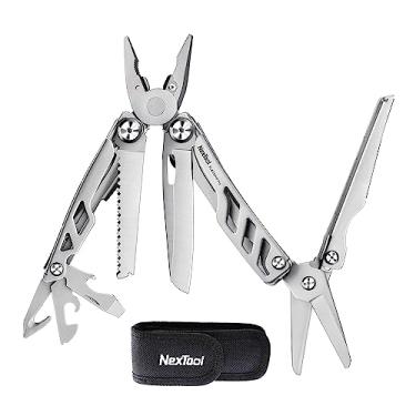 Imagem de NexTool Multiferramenta resistente, alicate multiferramenta de ação por mola com tesoura de bolso, faca EDC e abridor de latas, multiferramenta para homens com trava de segurança para acampamento, sobrevivência, pesca, bricolage