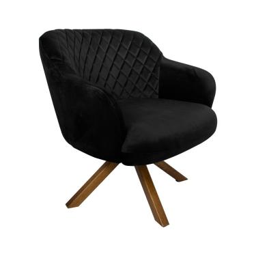 Imagem de Poltrona Kitana Pés Madeira Giratório Veludo Preto