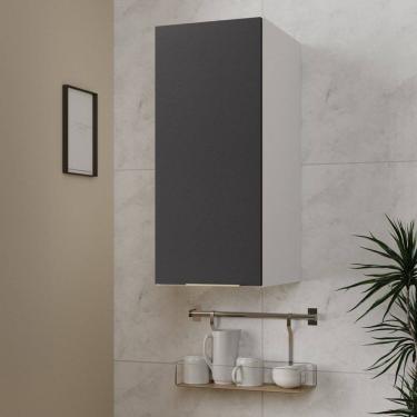 Imagem de Armário Aéreo 1 Porta 30cm Ipanema Cabecasa Madeiramadeira Grafite Trama/Branco