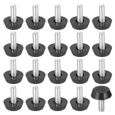 Imagem de PATIKIL 20 peças de niveladores de móveis ajustáveis M6 x 17 mm, niveladores de pés de móveis rosqueados em aço rosqueados niveladores deslizantes para cadeira de mesa, armário, pátio, pernas