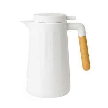 Imagem de Garrafa Térmica Cabo De Madeira Luxo Nórdica 1L Café Chá(2,BRANCA)