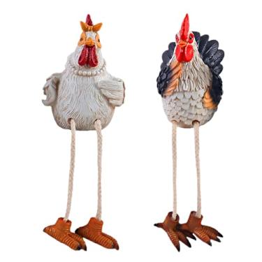 Imagem de Estátua de galo - Escultura de galinha | Arte de jardim animal resina decoração de casa para prateleira de cozinha mesa fazenda varanda pátio gramado caminho quintal externo