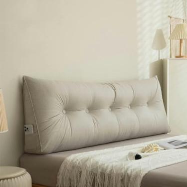 Imagem de Almofadas de cabeceira triangulares grandes, almofada de cunha, almofada de leitura, almofada de cabeceira de cor sólida, tecnologia limpável, capa de pano para descanso de cama