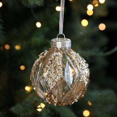 Imagem de Bolas redondas transparentes de plástico vazado para decoração de Natal