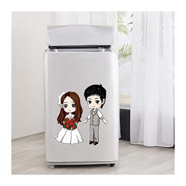 Imagem de YWangQiang Capa para máquina de lavar capa de máquina de lavar roupa para casa secadora capa superior protetor solar automático à prova d'água capa de secadora (cor: 1 tamanho: GG) (2 grandes)
