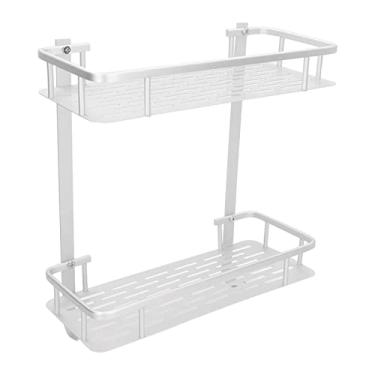 Imagem de Ymiko Prateleiras Montadas na Parede de Liga de Alumínio Fosca Com 2 Camadas Prateleiras de Armazenamento Flutuantes Banheiro Cozinha Sala de Estar