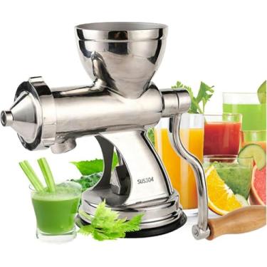 Imagem de FYLFANYAN Espremedor de aço inoxidável Wheatgrass Auger Espremedor lento de frutas grama de trigo vegetal extrator de suco de laranja