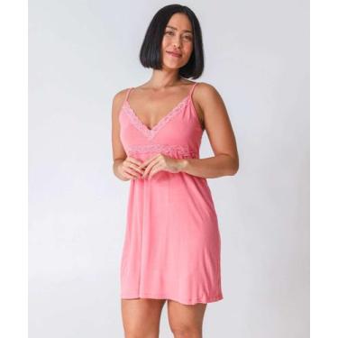 Imagem de Camisola Recorte Renda Alças Finas Marisa Rosa-71042, Rosa, P