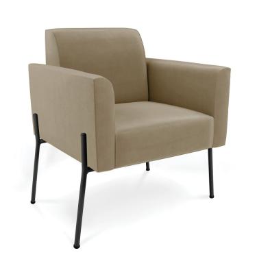 Imagem de Poltrona Pé De Ferro Preto Para Sala Elisa Suede - D'rossi Cor Marrom Rato