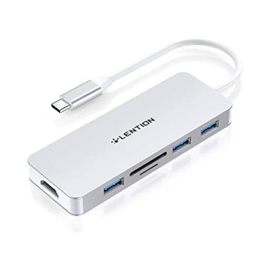 Imagem de LENTION USB C Hub com 4K HDMI, 3 USB 3.0, leitor de cartão SD/Micro SD para MacBook Pro 2023-2016, novo Mac Air/Surface, adaptador multiporta com driver estável certificado (CB-C18, Prata)