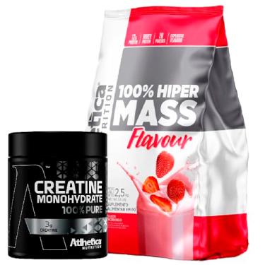 Imagem de Kit 100% Hiper Mass Flavour Morango 2,5Kg + Creatina 100% Pure Pro Series Natural 300 G