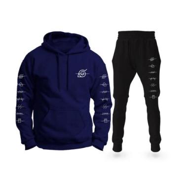 Imagem de Conjunto Moletom Aldeia Naruto Anime Blusa Calça Full - Dall Bello, Az