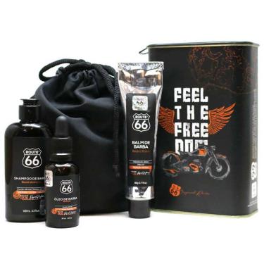 Imagem de Kit Barba Route 66: Shampoo + Balm + Óleo + Bag + Lata Viking (Consulte Estampa)