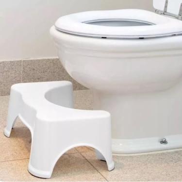 Imagem de Generico Banquinho de Ccoras Apoio Pes Vaso Sanitrio Banheiro Branco Plstico Moderno