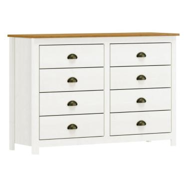 Imagem de Cômoda 8 Gavetas Em Madeira Linha Topázio - Branco/freijó