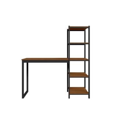 Imagem de Home Office Fit Com Prateleira Preto Canela Rustico 5