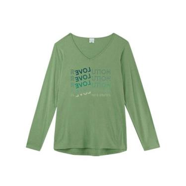 Imagem de Blusa Manga Longa Algodão Feminina Plus Malwee Ref. 94160, Verde, G2