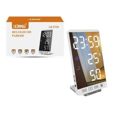 Imagem de Rélogio Digital Temperatura Hora Decorativo De Mesa Parede - Skin Zabo