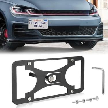 Imagem de Moldura frontal sem furadeira compatível com Volkswagen GTI/Golf R 2010-2014 Suporte de gancho de reboque para placa de carro antifurto Capas de etiqueta de carro à prova de ferrugem, acessórios de