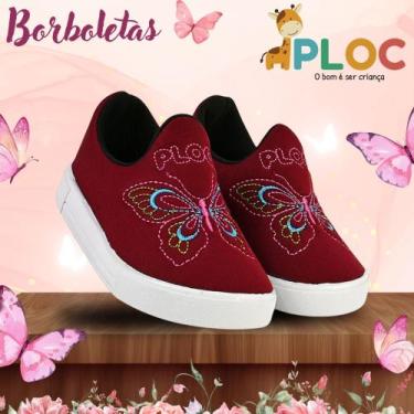 Imagem de Tênis infantil Ploc Borboletas Casual Menina Anatômico, Marsala, 29