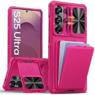 Imagem de SSLOTSCASE Capa para Samsung Galaxy S25 Ultra com carteira e suporte para câmera, capa de lente deslizante e suporte para cartão de crédito, capa de telefone robusta para Galaxy S25 Ultra de 16,9 cm