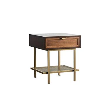 Imagem de Mesa central quadrada moderna decorativa pequena mesa de centro gaveta para casa mesa de cabeceira escritório 2 camadas armazenamento mesa de centro mesa de centro mesa de quarto