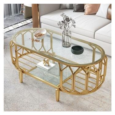 Imagem de Mesa central de vidro mesa de centro oval moderna simples pequeno apartamento casa ferro personalizado rede criativa mesa sala de estar quarto mesa (A,X-100 cm)