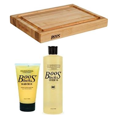 Imagem de John Boos RA02-GRV Tábua de corte reversível com ranhura e alças de mão com creme e óleo misterioso (3)