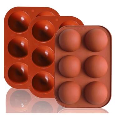 Imagem de Moldes de silicone semiesferas médias de 6 cavidades, 3 pacotes de moldes de silicone de meia esfera para fazer chocolate, bolo, geleia, mousse de cúpula