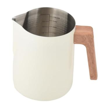 Imagem de ＫＬＫＣＭＳ Jarra para espumar leite, jarra para vaporizar leite, peças para máquina de café expresso com marcações, cafeteira de 600ml, ferramenta para latte, Branco