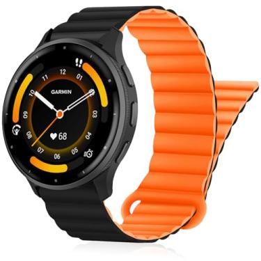 Imagem de Inhosper Pulseiras de relógio compatíveis com Garmin Vivoactive 4/Venu 3/Venu 2 de 45 mm, pulseira magnética de silicone dupla face de 22 mm para relógio inteligente Garmin Forerunner 745/265/255/255
