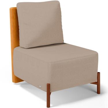 Imagem de Poltrona Decorativa Sala De Estar Living Hungria L02 Couríssimo Whisky Linho Bege Escuro - Lyam