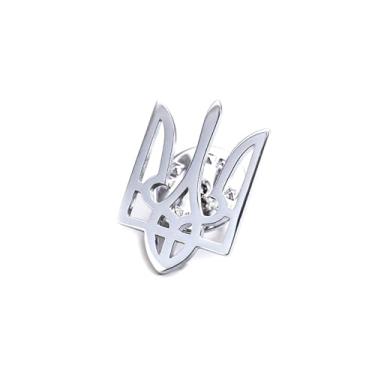 Imagem de YILUOCD Broche de símbolo ucraniano para homens e mulheres de aço inoxidável Ucrânia Tridente inspirado em joias ucranianas broche de lembrança distintivos de colarinho de terno, Middle, Aço