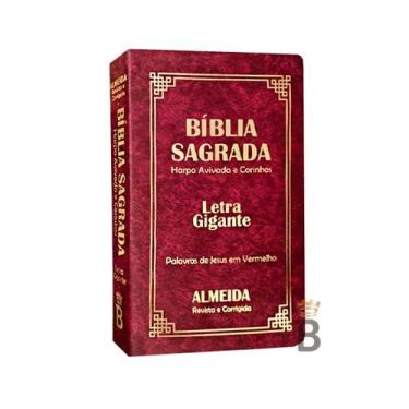 Imagem de Biblia Sagrada Letra Gigante Luxo Popular - Vinho - Com Harpa  - RC - 