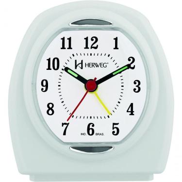Imagem de Relógio Despertador Quartz Pilha Pequeno Branco - Branco