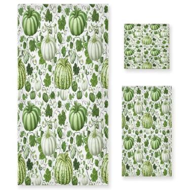 Imagem de xigua Green Pumpkins conjunto de toalhas de banheiro absorvente macio 3 peças toalha de banho toalha de mão toalhas decorativas para banheiro, academia, hotel, praia, piscina