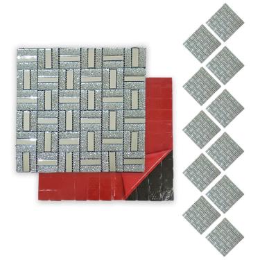 Imagem de Pastilha De Vidro Adesiva Kit 11 Uni Parede Cozinha Sala Banheiro Decorativa Moderna Requintado Reforma Aplicacao Facil