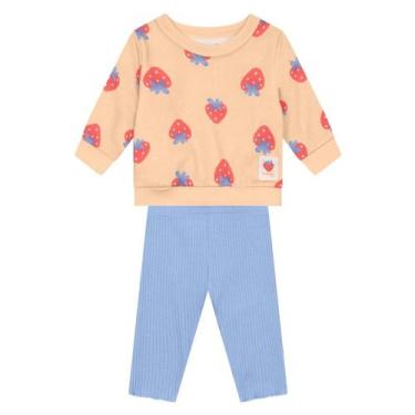 Imagem de Conjunto bebê menina de frutas Brandili Baby, Rosa salmão, M