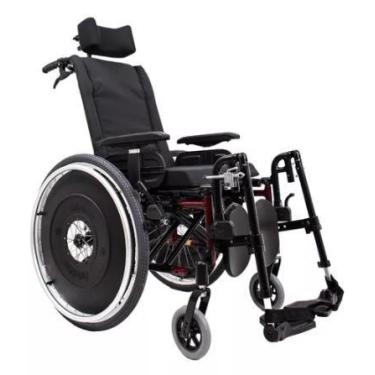 Imagem de Cadeira de Rodas AVD Alumínio Reclinável Vermelho Ortobras, 44cm