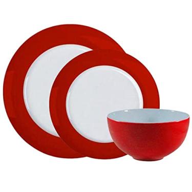 Imagem de Aparelho de Jantar Porcelana Borda Vermelha Natal 18pçs Germer