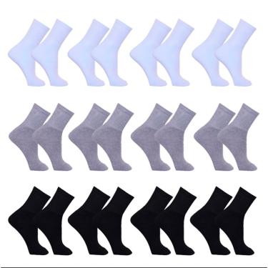 Imagem de Kit 12 Pares de Meia Adulto Masculina Esportiva Cano Alto Algodão Sport