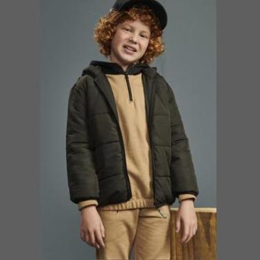 Imagem de Jaqueta Menino Puffer Comfy Em Nylon Com Capuz Preto Tam 4 a 12 - Luc.boo-Masculino