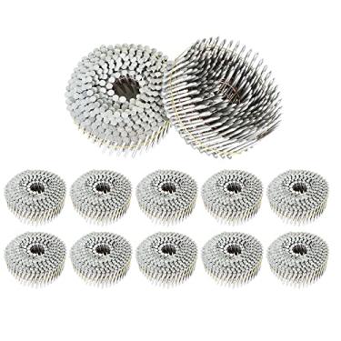 Imagem de Timunr 3600 Unhas de tapume de 15 graus, 1-3/4 polegadas x 0,092 polegadas de bobina de arame agrupado, haste de anel de cabeça redonda inteira, galvanizado a quente